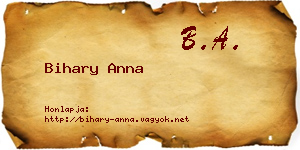 Bihary Anna névjegykártya