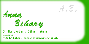 anna bihary business card